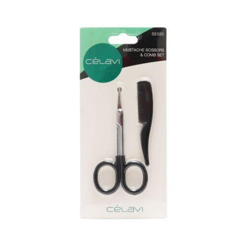 Tijera Bigotera con Cepillo Célavi Comb Set 2 pz