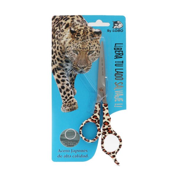 Tijera para Cortar Cabello Leopardo Microdentada Lobo Salvaje