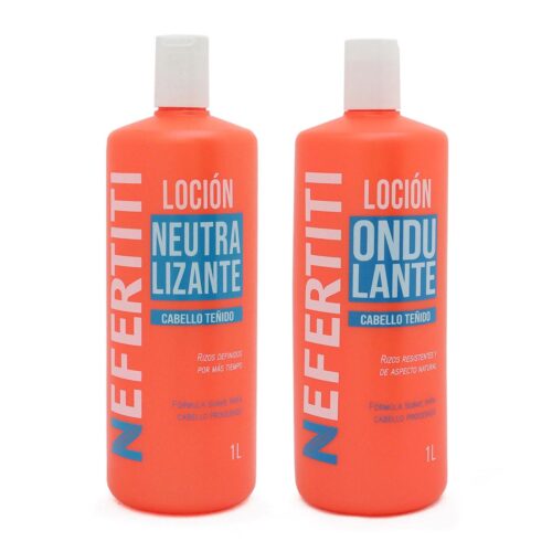 Loción Ondulante y Loción Neutralizante Cabello Teñido Nefertiti 2 pz