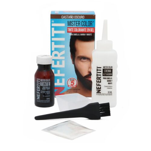 Tinte para Barba y Cabello en Gel Castaño Oscuro Nefertiti Mister Color 30 ml