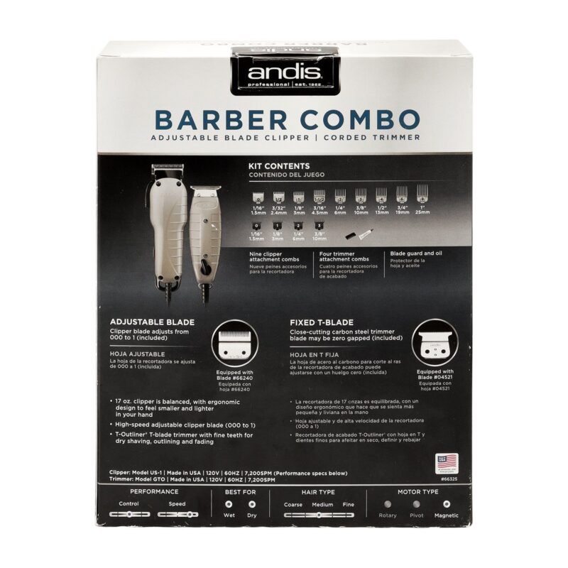 Máquina para Cortar Cabello C/ Pulidora Barber Combo Andis - Imagen 2