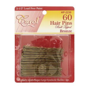 HORQUILLAS-BRONZE-CAROL-60-PZ Horquilla para Cabello con Goma Bronce Grande Carol 60 piezas