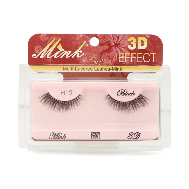 Pestañas Mink H12 Black 3D Carol 1 Par