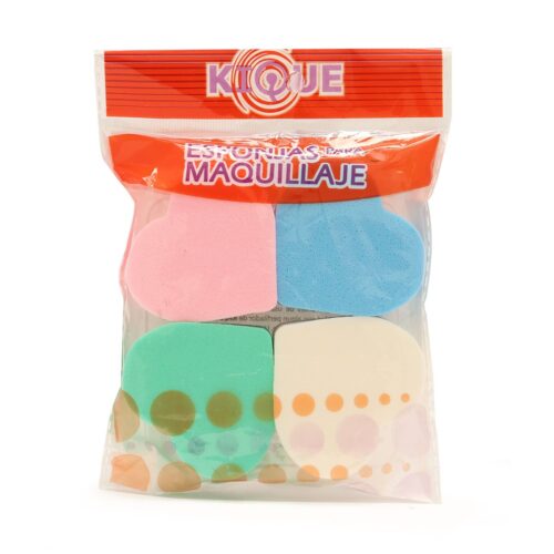 Esponja para Maquillaje Corazones en Colores Kique 4 pzas