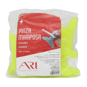 Pinza para Cabello Mariposa Colores Grande Ari 12 pz