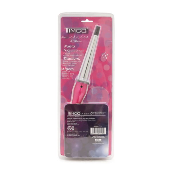 Ferro para Cabello Cónico 1/4'' a 1'' X-Titanium Timco - Imagen 2