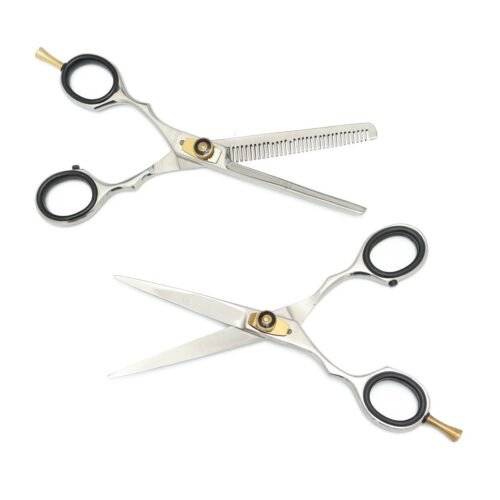 TIJERAS-MS-ZURDO-PLATA-1 Tijeras para Cortar Cabello Plata MS 2 pz