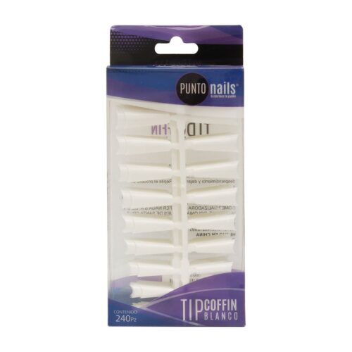Tips de Uñas Postizas Coffin Blanco Punto Nails 240 pz