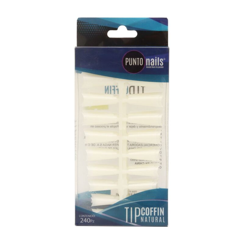 Tips de Uñas Postizas Coffin Natural Punto Nails 240 pz