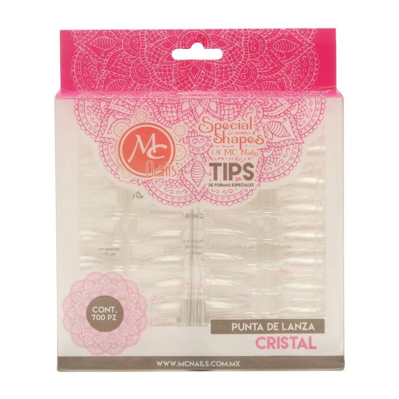 Tips de Uñas Postizas Punta Lanza Cristal Mc Nails 700 pzas
