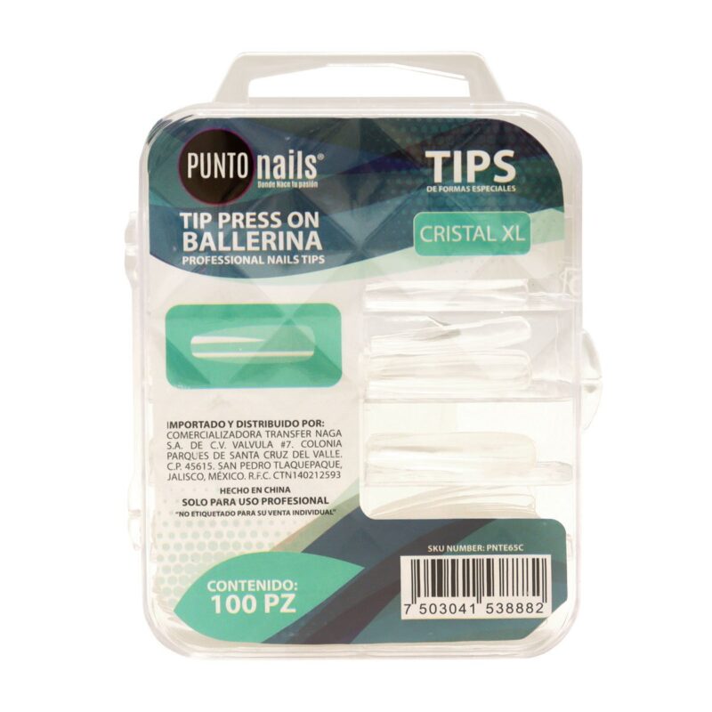Tips de Uñas Ballerina Cristal XL Punto Nails 100 pz