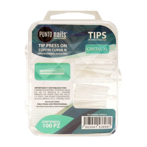 Tips de Uñas Coffin Curva Cristal Punto Nails 100 pz