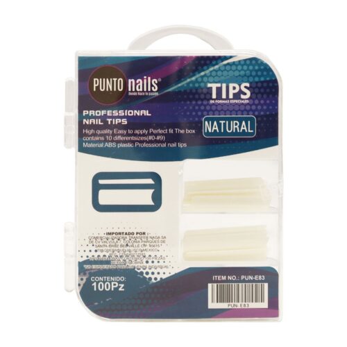 Tips de Uñas Square Plana Natural XL Punto Nails 100 pz