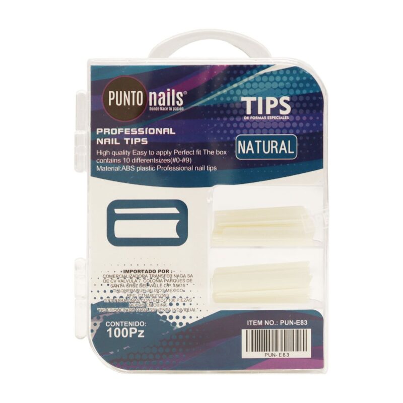 Tips de Uñas Square Plana Natural XL Punto Nails 100 pz