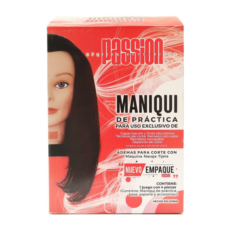 Maniquí para Peinar de Cabello Natural Mediano Passion