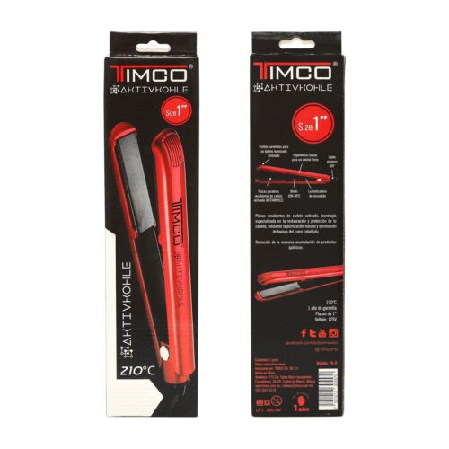Plancha para Cabello Alaciadora Aktivkohle 1'' Timco