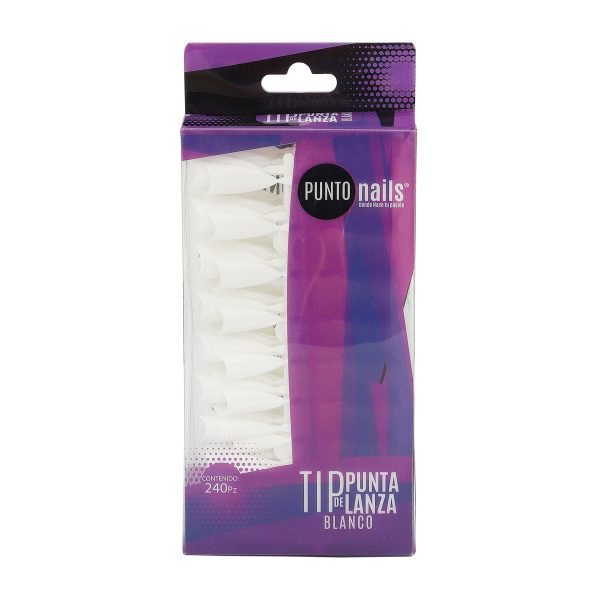 Tips de Uñas Postizas Punta Lanza Blanco Punto Nails 240 pz