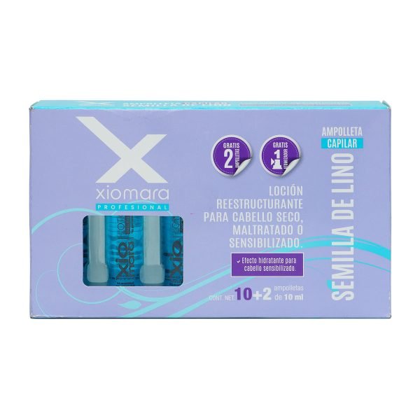 Ampolletas para Cabello Semilla de lino con Enjuague Xiomara 12 pzas