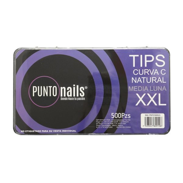 Tips de Uñas Media Luna Natural Punto Nails 500 pz