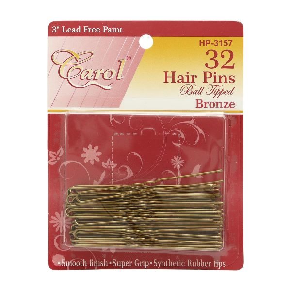 Horquilla para Cabello con Goma Bronze Grande Carol 32 pz