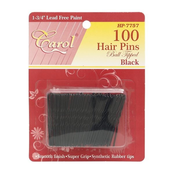 Horquilla para Cabello con Goma Negra Chica Carol 100 pz