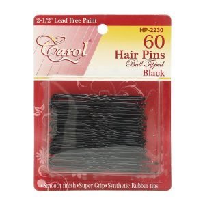 Horquilla para Cabello con Goma Negra Mediana Carol 60 pz