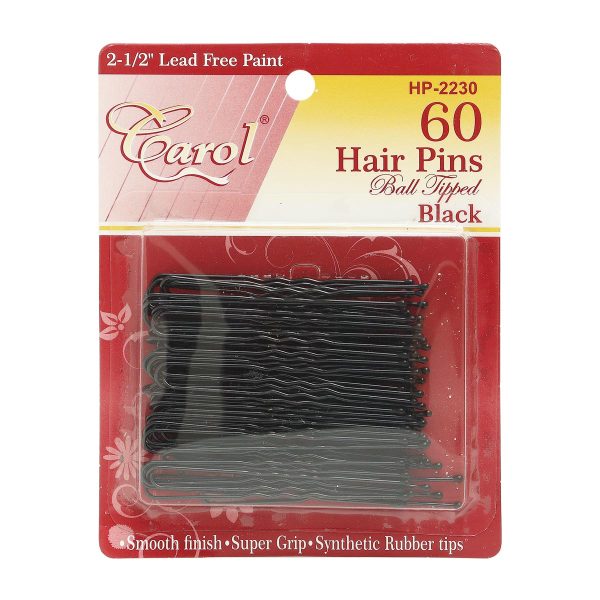 Horquilla para Cabello con Goma Negra Mediana Carol 60 pz