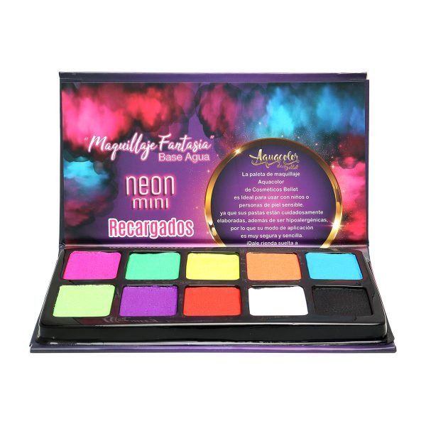 Paleta de Maquillaje Mini Neon Recargados Aquacolor Bellet