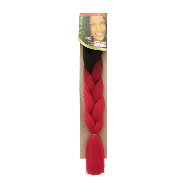 Trenza de Kanekalon Rojo Carmesi Negro B1 Vida Exquisita