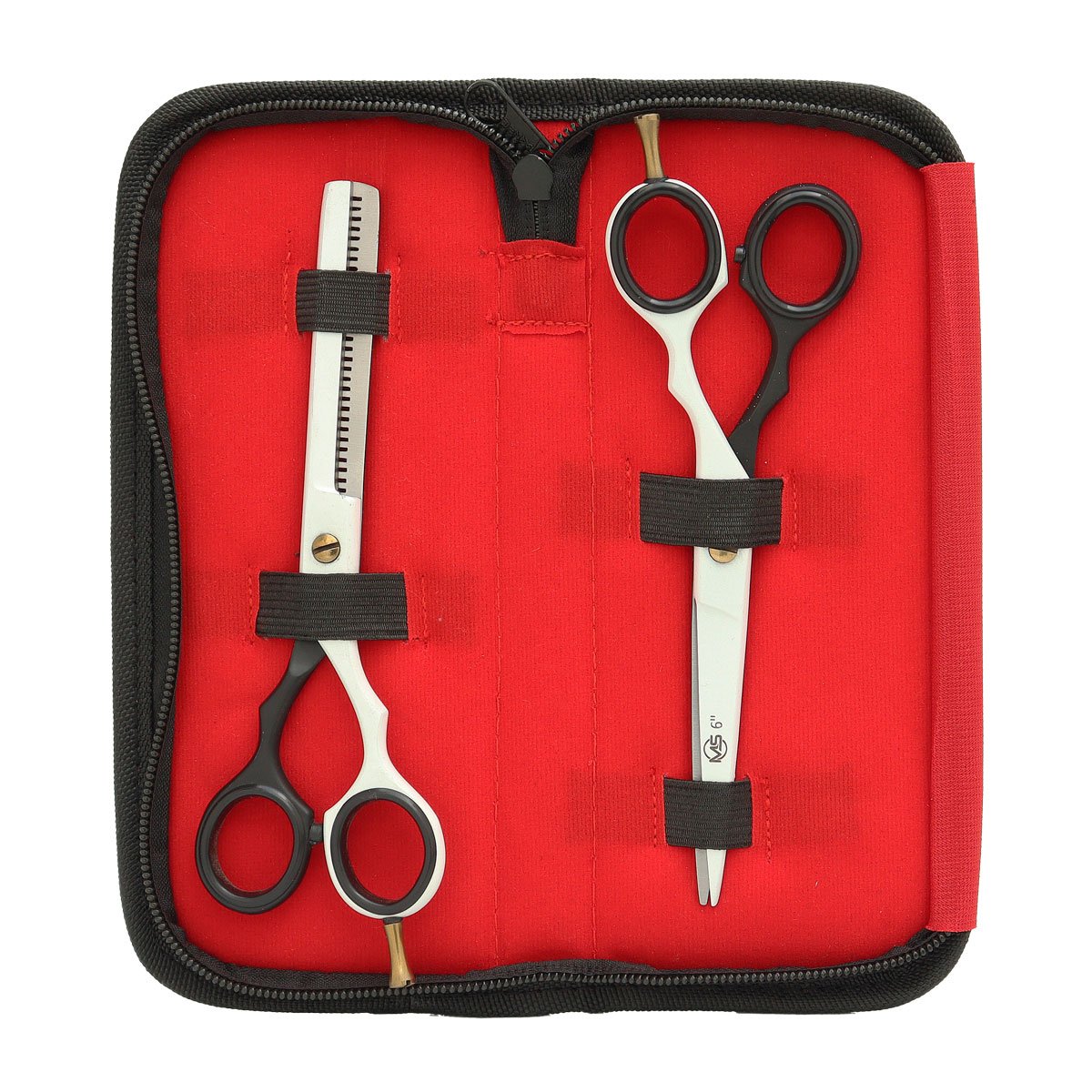 Tijeras para Cortar Cabello 612 MS Blanca/Negro 2 pz