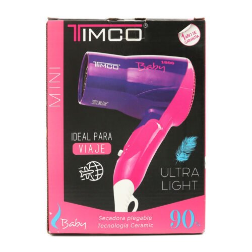 Secadora de Cabello Pegable Rosa/Morada TRA-1800 RM Timco