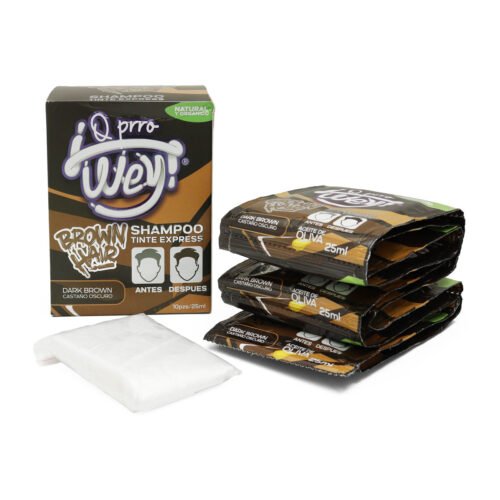 SHAMPOO-TINTE-EXPRESS-CASTANO-OSCURO-WEY-10PZ Shampoo con Tinte Castaño Oscuro Q Prro Wey 10 pz