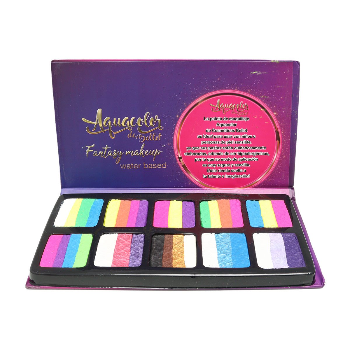 Paleta de Maquillaje Mini Multicolor Neon Aquacolor Bellet