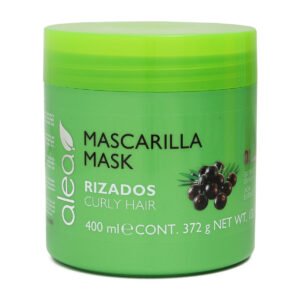 Mascarilla para el cabello Alea Rizado con extracto de acaí para hidratación y definición de rizos sin parabenos.