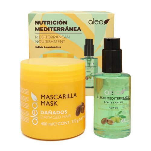 KIT-NUTRICION-MEDITERRANEA-ALEA-1 Tratamiento para el cabello Alea Dañado Mediterranea con aceite de argán y oliva para reparar cabello maltratado.