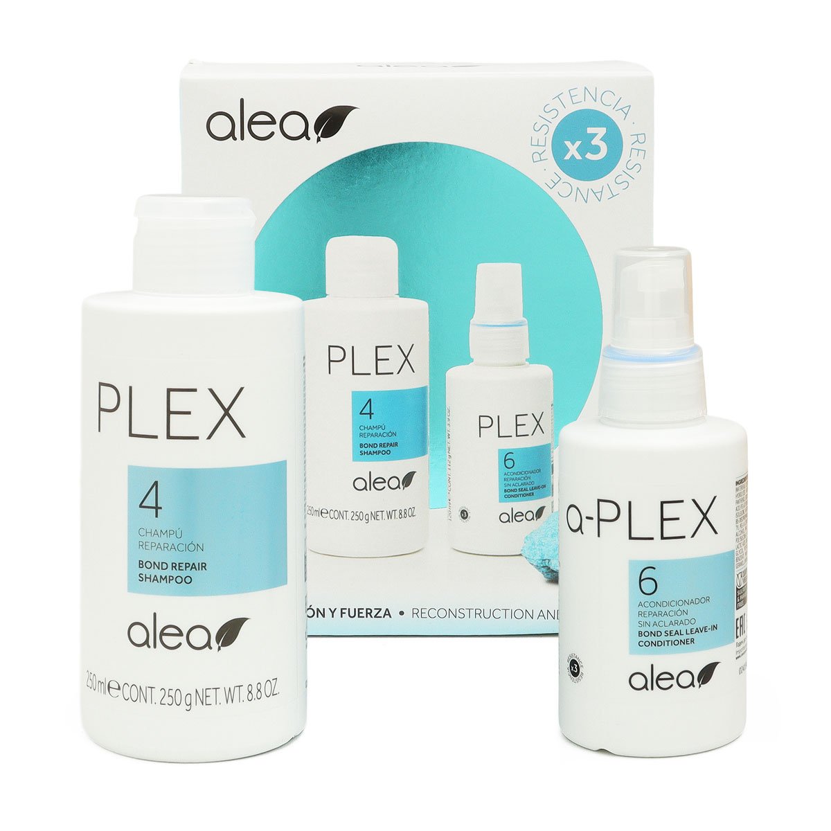 Kit de tratamiento para el cabello Alea Plex con shampoo repair y acondicionador leave-in para reconstrucción capilar profunda