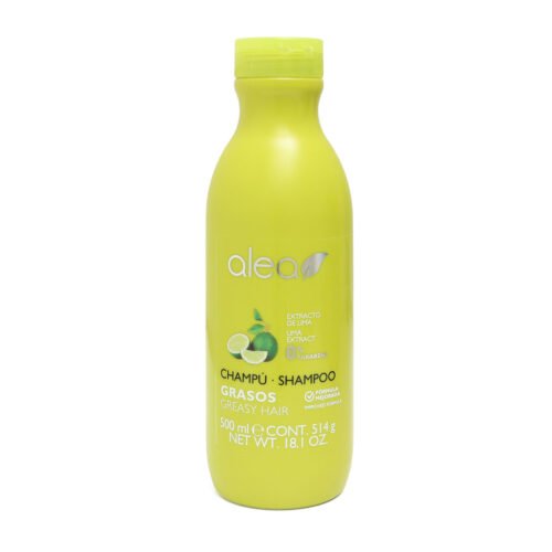 Shampoo para cabello graso Alea Graso de 500 ml con extracto de lima y fórmula libre de parabenos para control de sebo.